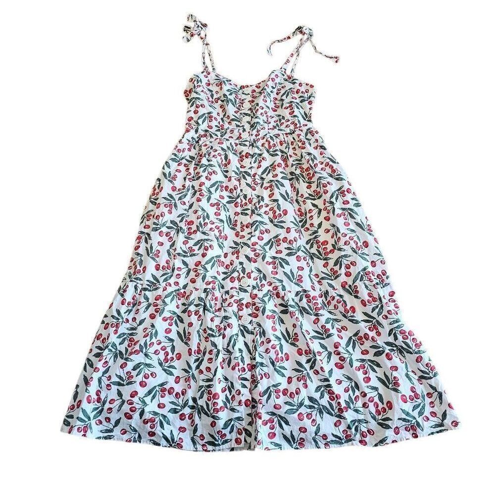 Code X mode womens Sz S white red all over cherries print midi dress